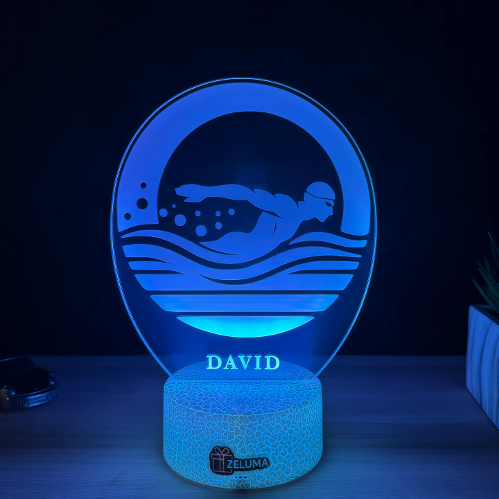 Lampa 3D cu Nume Personalizat – Inotatorul