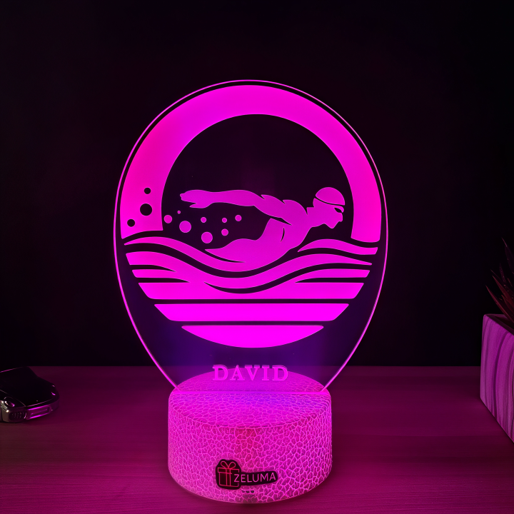 Lampa 3D cu Nume Personalizat – Inotatorul