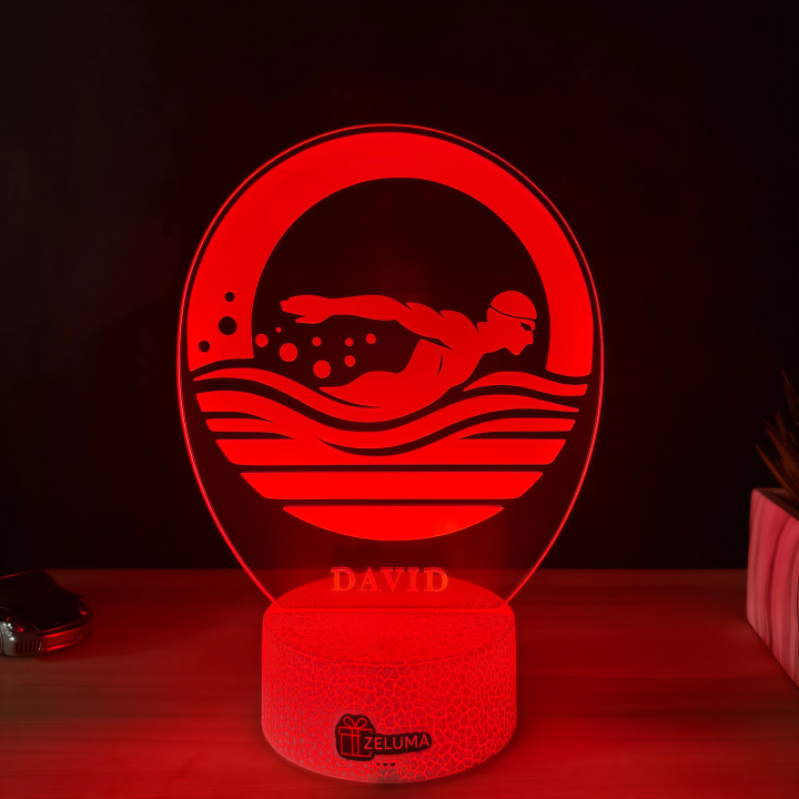 Lampa 3D cu Nume Personalizat – Inotatorul