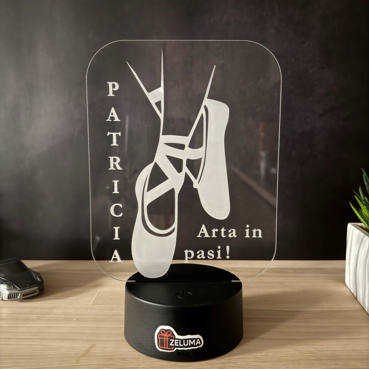 Lampa 3D Personalizata – Baleriana, Arta in Pasi