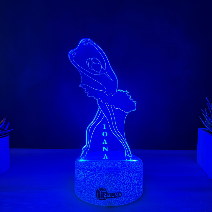 Lampa 3D cu Personalizare Nume – Balerina Eleganta