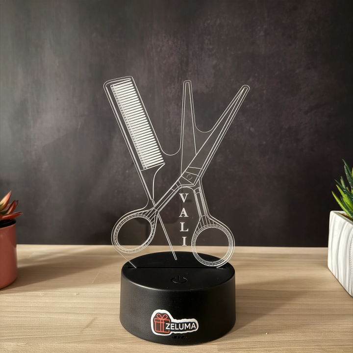 Lampa 3D Personalizata – Frizer / Hairstylist