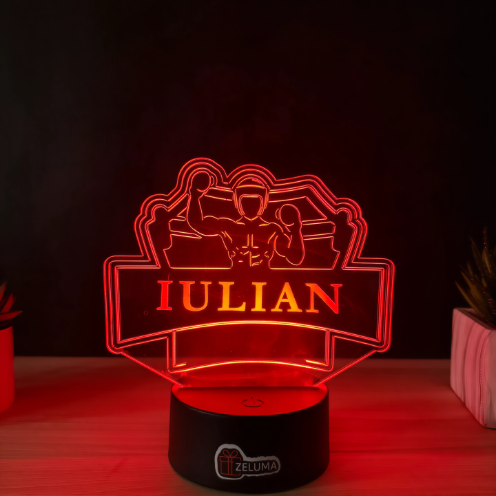 Lampa 3D Personalizata - Box Champion