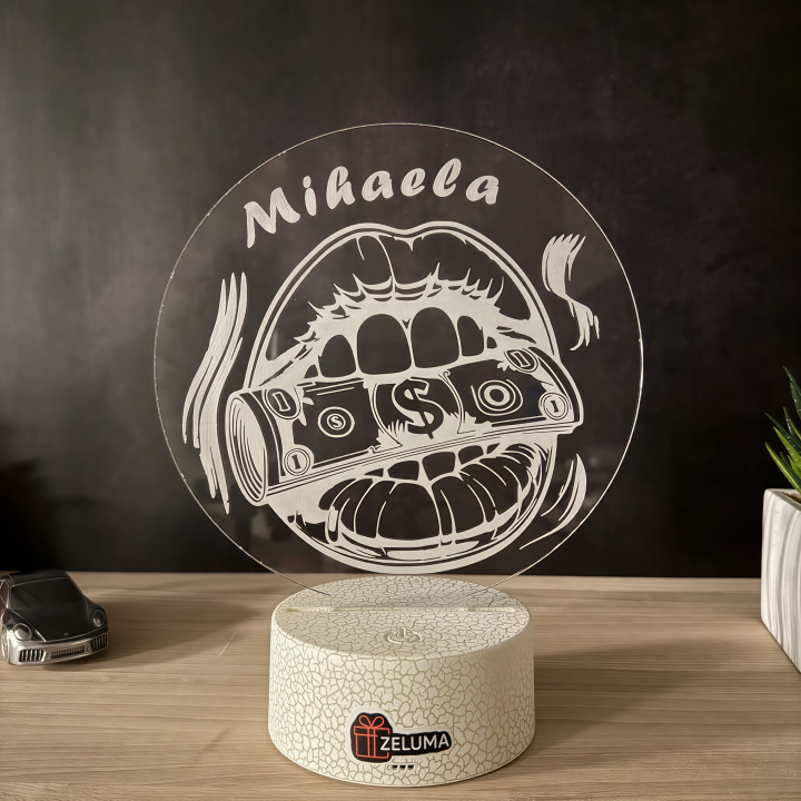 Lampa 3D Personalizata - Money in Mouth