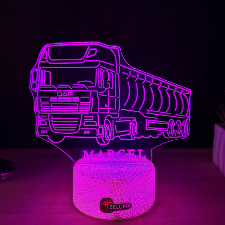 Lampa 3D Personalizata – Camion Basculanta DAF cu Nume