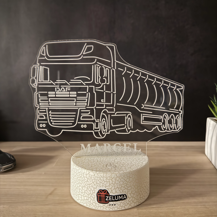 Lampa 3D Personalizata – Camion Basculanta DAF cu Nume