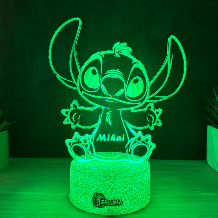 Lampa 3D Personalizata cu Nume – Stitch Baiat