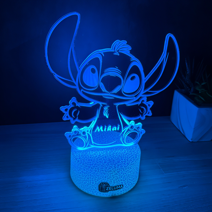 Lampa 3D Personalizata cu Nume – Stitch Baiat