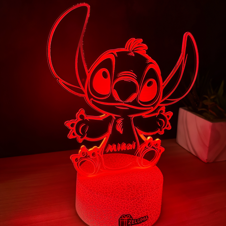 Lampa 3D Personalizata cu Nume – Stitch Baiat