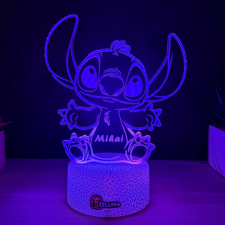 Lampa 3D Personalizata cu Nume – Stitch Baiat