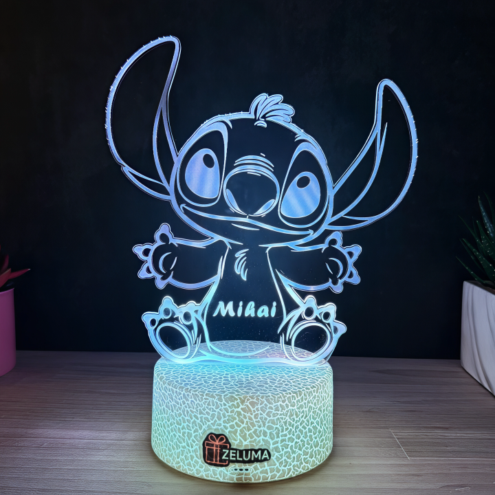 Lampa 3D Personalizata cu Nume – Stitch Baiat