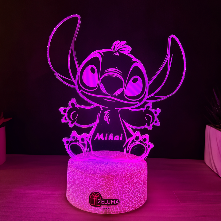 Lampa 3D Personalizata cu Nume – Stitch Baiat