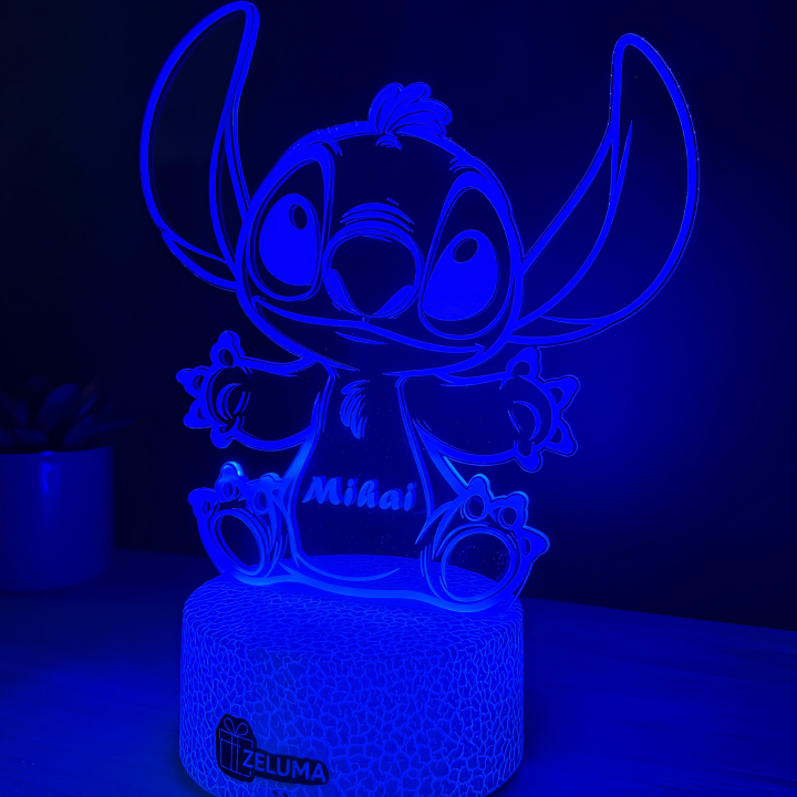 Lampa 3D Personalizata cu Nume – Stitch Baiat
