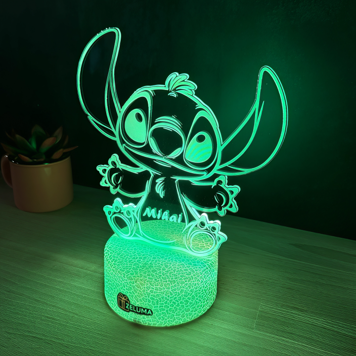 Lampa 3D Personalizata cu Nume – Stitch Baiat