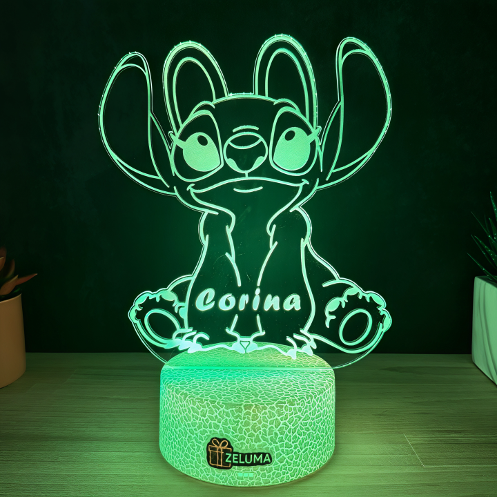 Lampa 3D Personalizata cu Nume – Stitch Fata