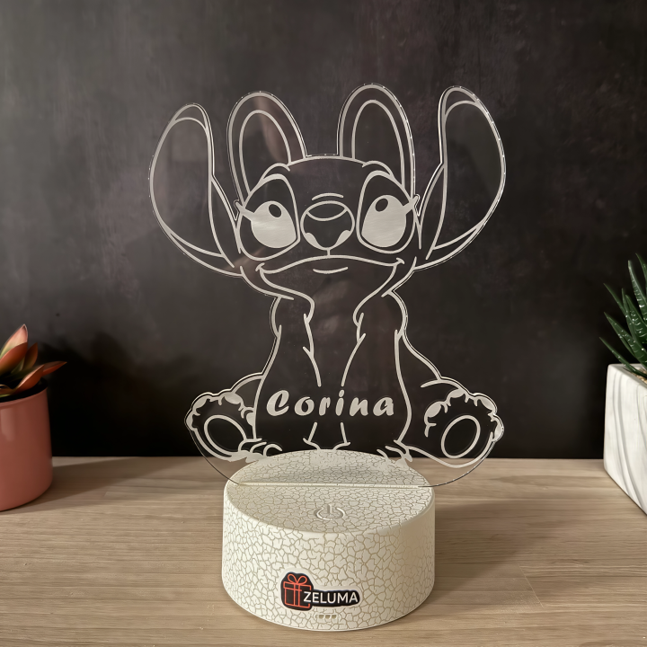 Lampa 3D Personalizata cu Nume – Stitch Fata