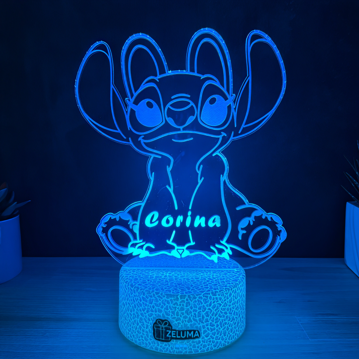 Lampa 3D Personalizata cu Nume – Stitch Fata
