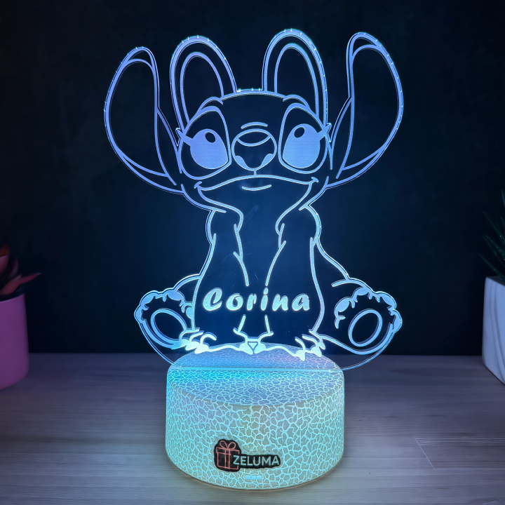 Lampa 3D Personalizata cu Nume – Stitch Fata