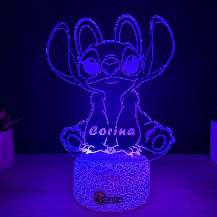 Lampa 3D Personalizata cu Nume – Stitch Fata