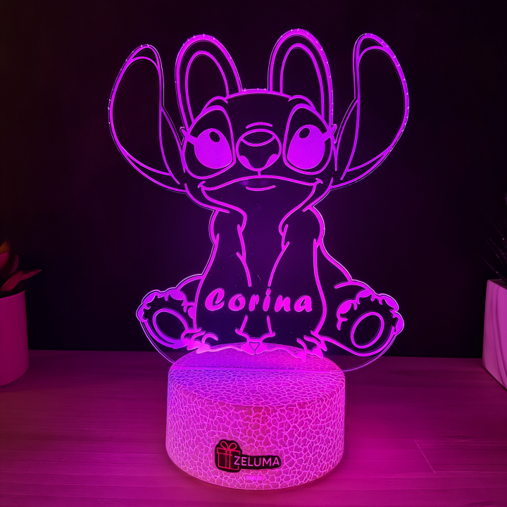 Lampa 3D Personalizata cu Nume – Stitch Fata
