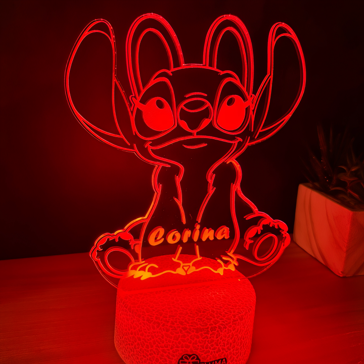 Lampa 3D Personalizata cu Nume – Stitch Fata