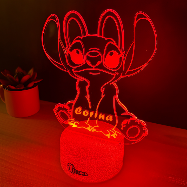Lampa 3D Personalizata cu Nume – Stitch Fata