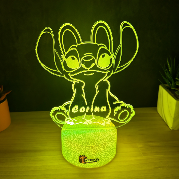 Lampa 3D Personalizata cu Nume – Stitch Fata