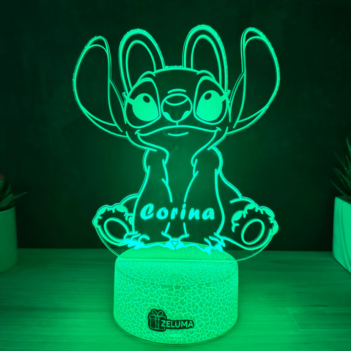 Lampa 3D Personalizata cu Nume – Stitch Fata