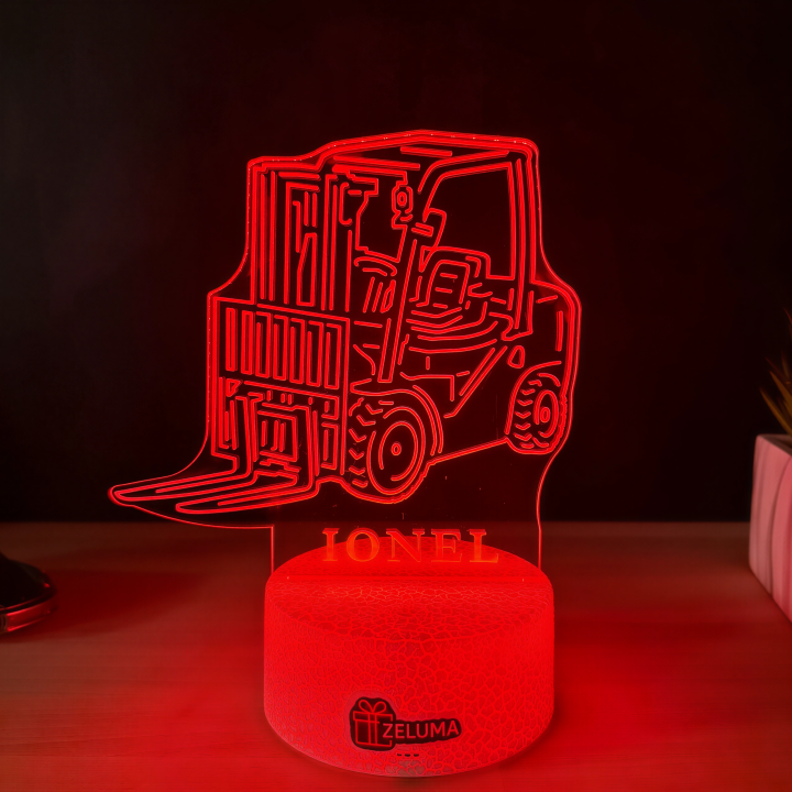 Lampa 3D Personalizata – Stivuitor cu Nume