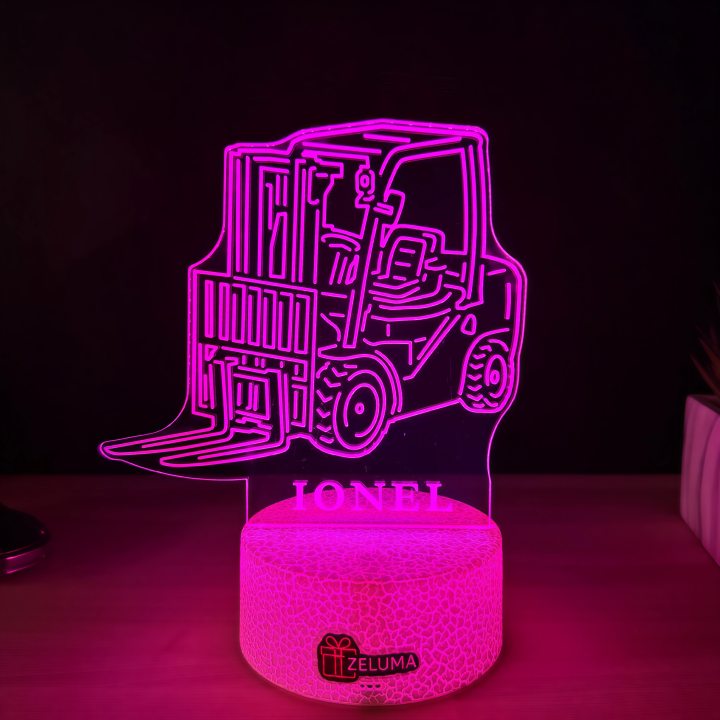 Lampa 3D Personalizata – Stivuitor cu Nume