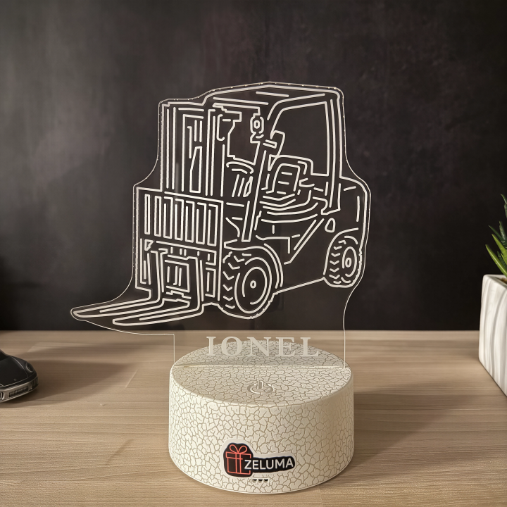 Lampa 3D Personalizata – Stivuitor cu Nume