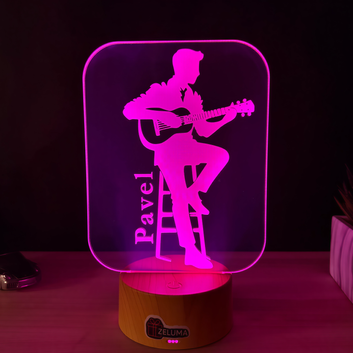 Lampa 3D Personalizata – Chitarist cu Nume