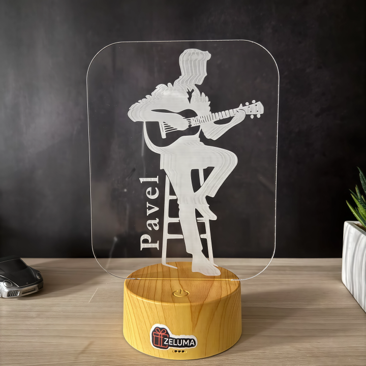 Lampa 3D Personalizata – Chitarist cu Nume