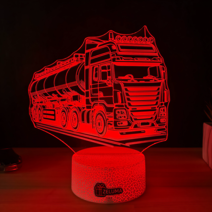 Lampa 3D Personalizata – Camion Cisternă cu Nume