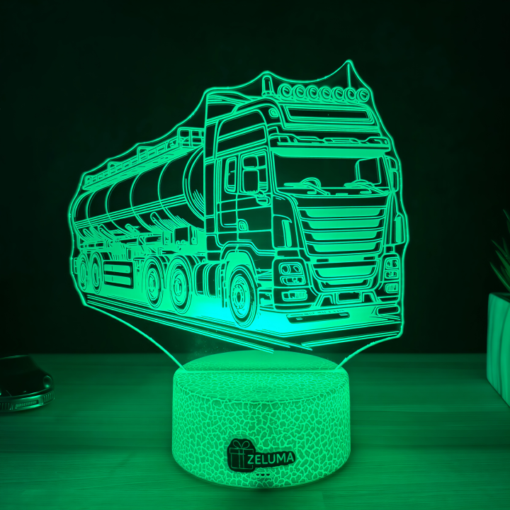 Lampa 3D Personalizata – Camion Cisternă cu Nume