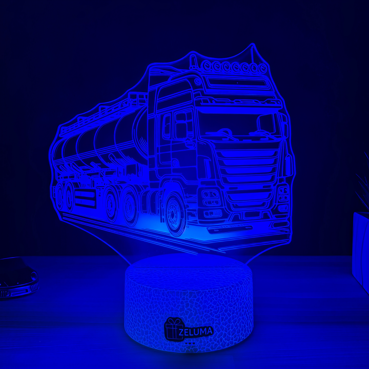 Lampa 3D Personalizata – Camion Cisternă cu Nume