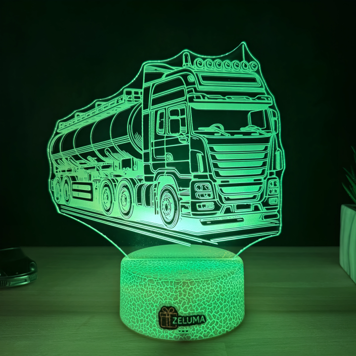 Lampa 3D Personalizata – Camion Cisternă cu Nume