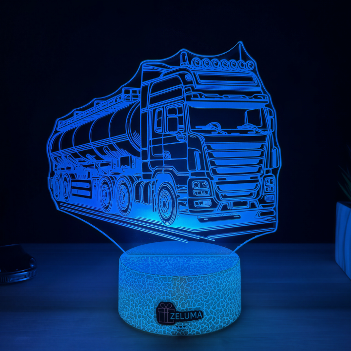 Lampa 3D Personalizata – Camion Cisternă cu Nume