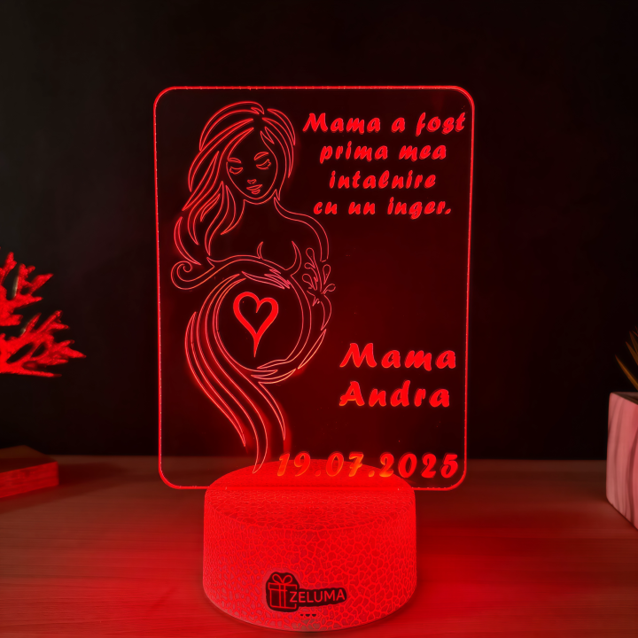 Lampa 3D Personalizata – Mama si Bebe cu Mesaj Emotional