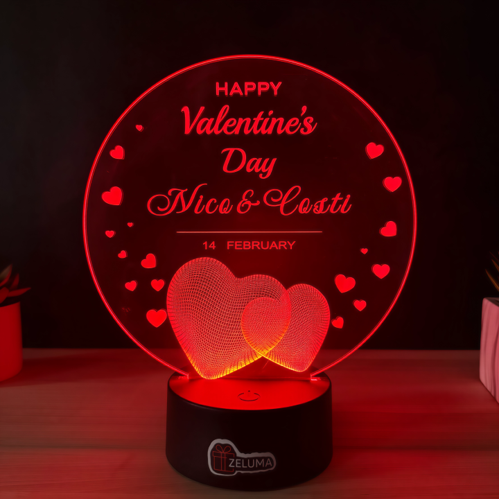 Lampa 3D Personalizata – Valentines Day - Hearts of Love