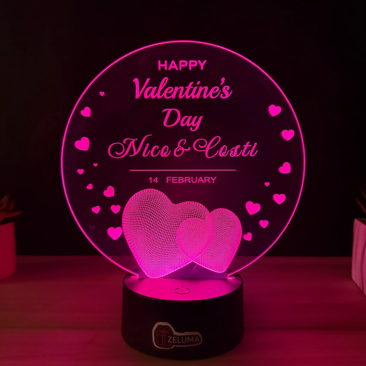Lampa 3D Personalizata – Valentines Day - Hearts of Love