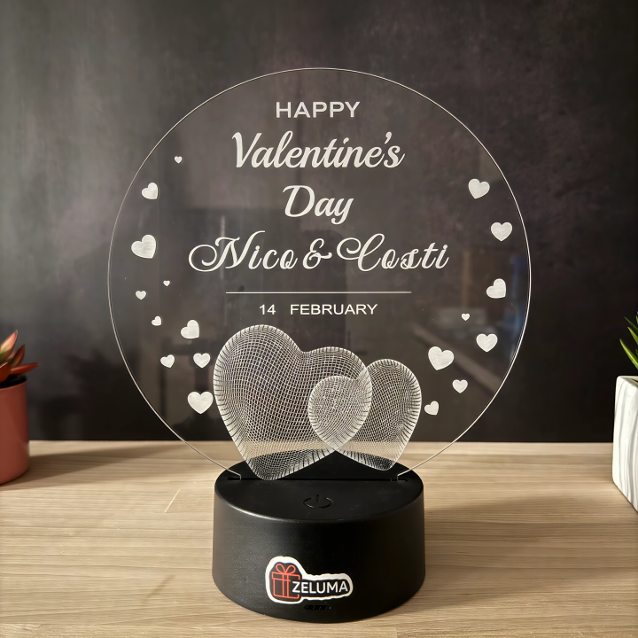 Lampa 3D Personalizata – Valentines Day - Hearts of Love