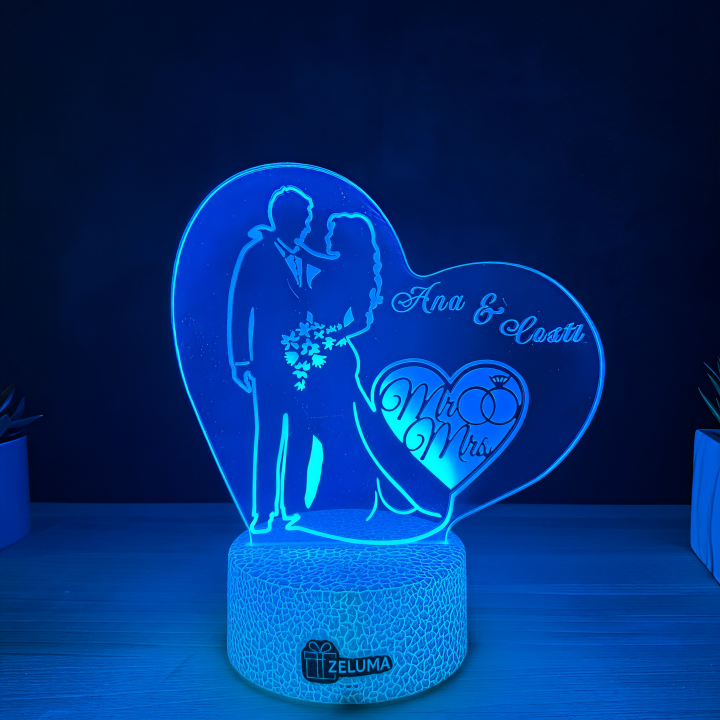 Lampa 3D Personalizata – Mr & Mrs