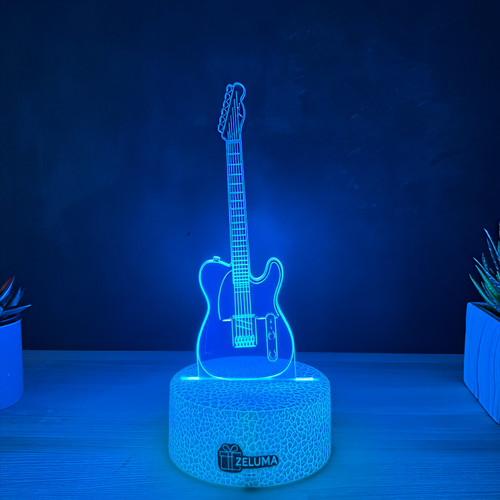 Lampa 3D – Chitara Electrica cu Iluminare Multicolora