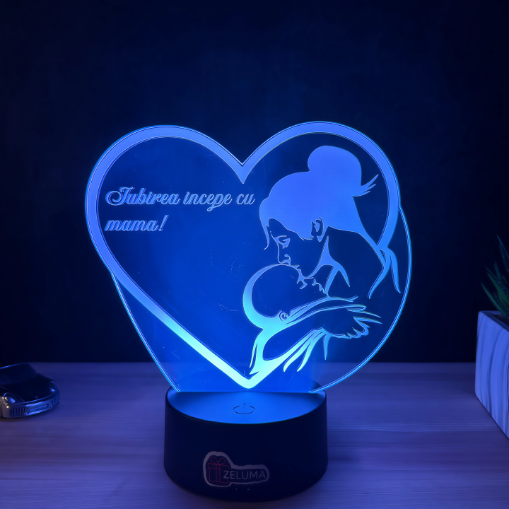 Lampa 3D Personalizata – Iubirea incepe cu mama!