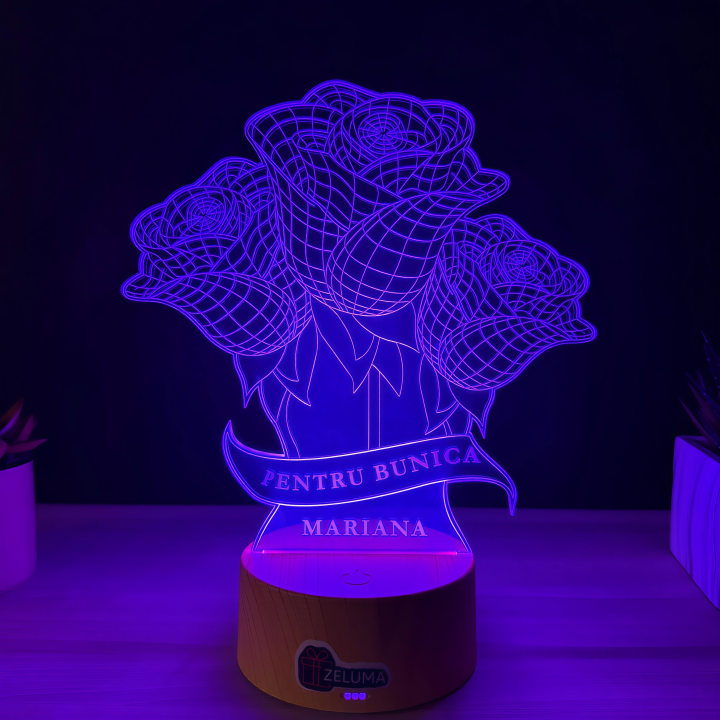 Lampa 3D Personalizata – model Trandafiri