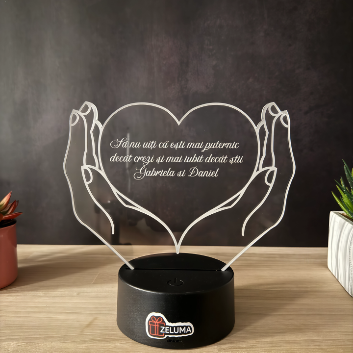 Lampa 3D Personalizata – Inima Protectoare