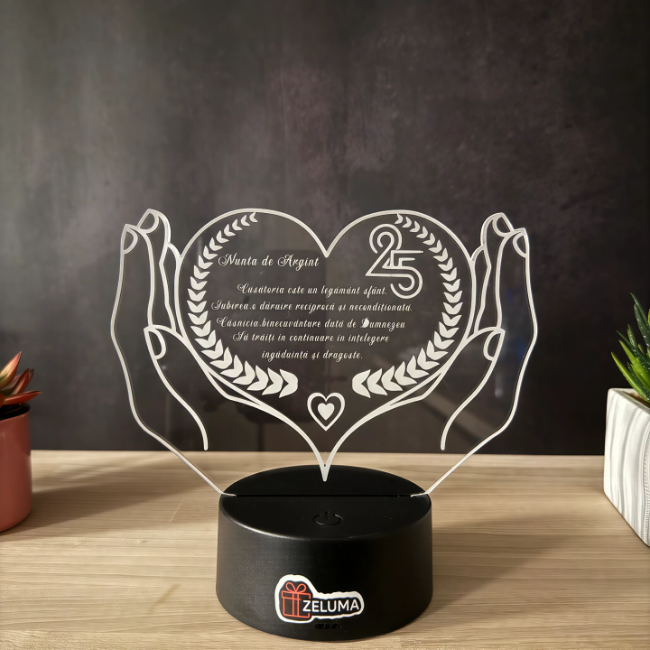 Lampa 3D Personalizata – Inima Protectoare v3