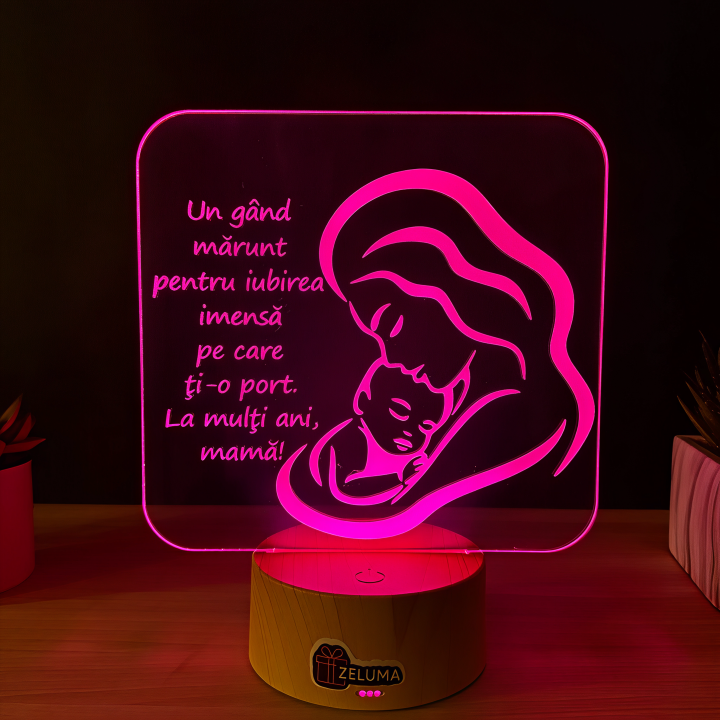 Lampa 3D Personalizata – La multi ani, mama!