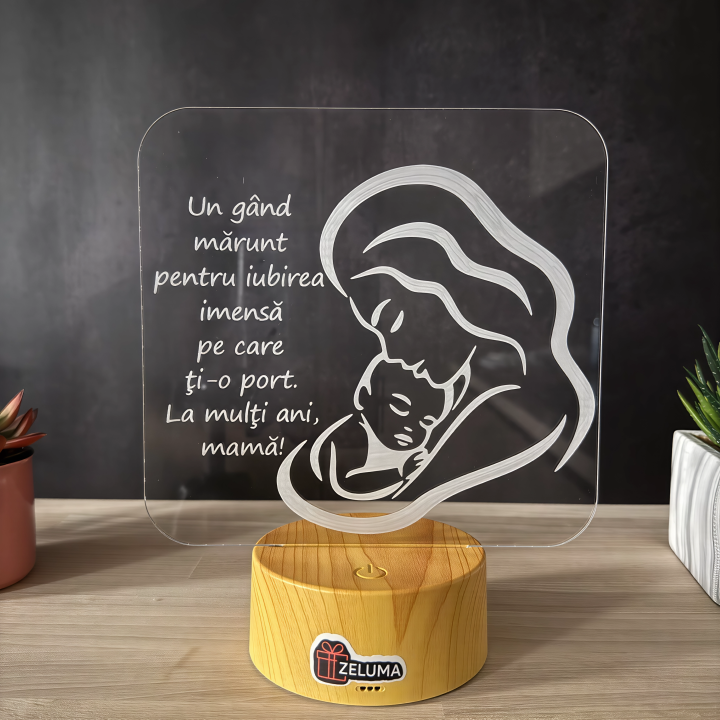 Lampa 3D Personalizata – La multi ani, mama!